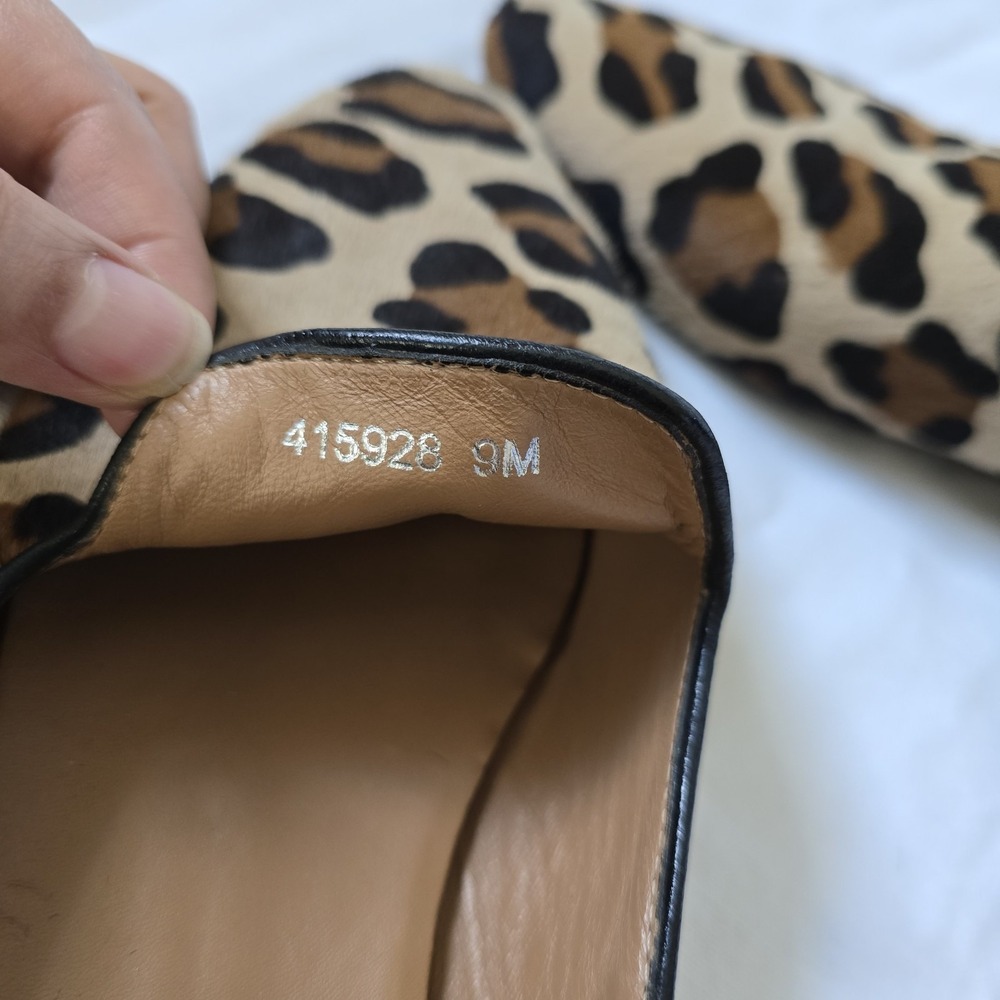 Aquatalia Leopard Calf Hair Loafers Womens 9M Pointed Toe Smoking Flats Italy - Picture 4 of 11